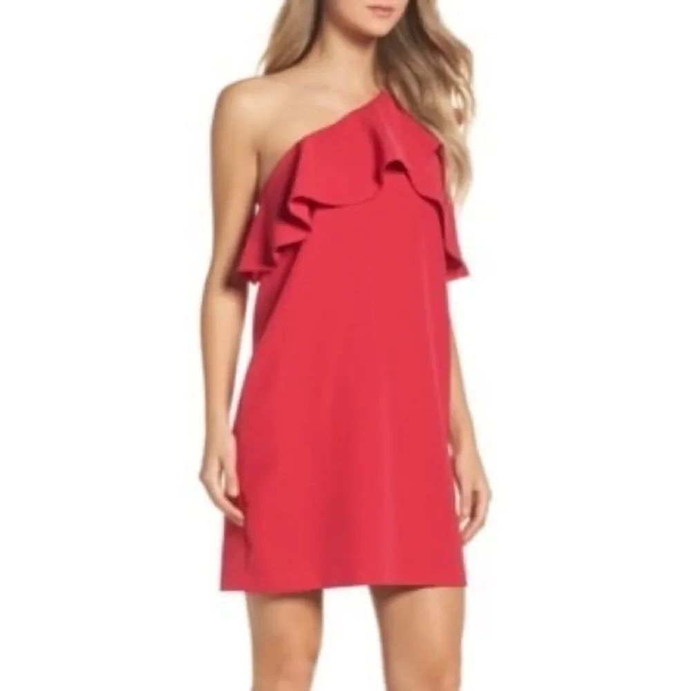 Charles Henry,Ruffle One-Shoulder Dress Primrose